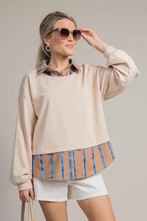 Ribbon Stripe Contrast Top, Sand - 4K7A1327p crop above knees.jpg